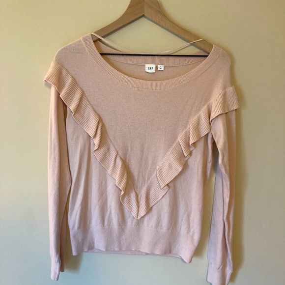 GAP Sweaters - Gap Merino Blend Sweater Pink Ruffled S